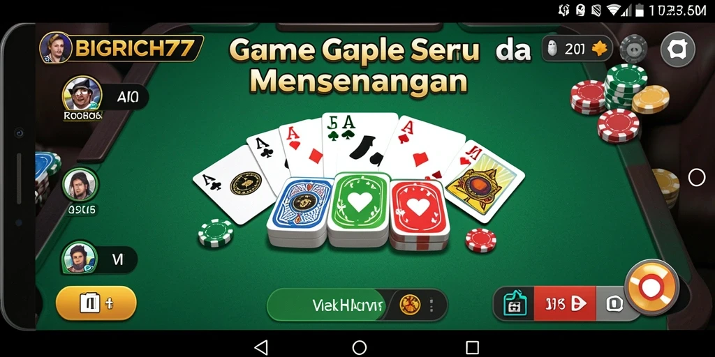 Tampilan gameplay Gaple yang seru dan interaktif di BIGRICH77.