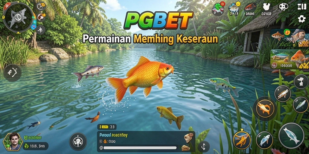 Tampilan utama gameplay PGBET dengan aksi memancing yang seru.