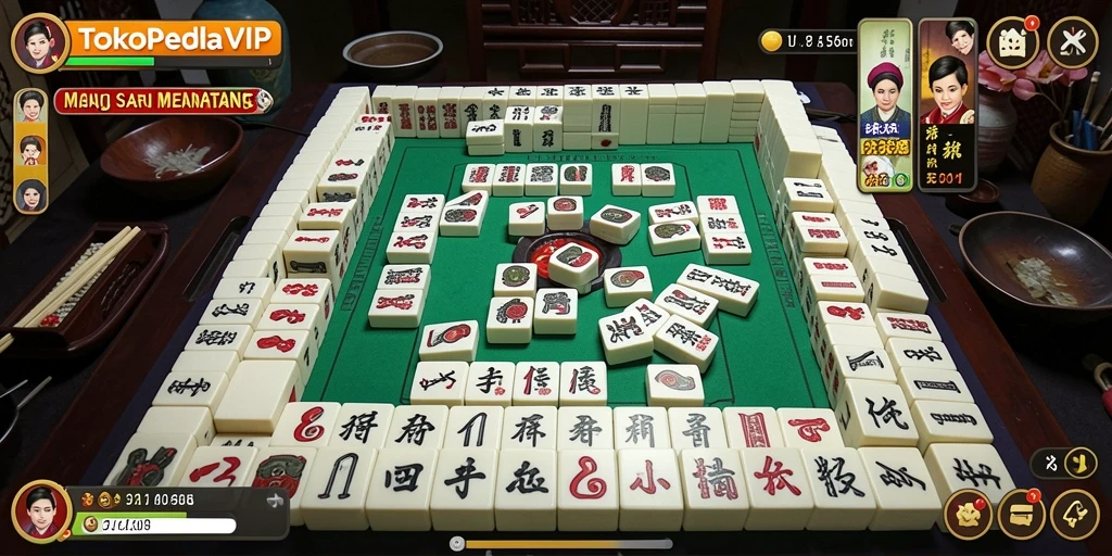 Screenshot gameplay <strong>TOKOPEDIAVIP</strong> menampilkan suasana Mahjong yang menarik dan seru.